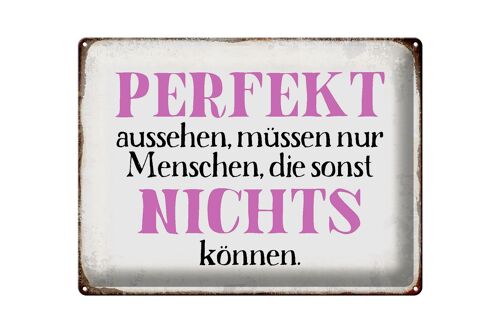 Blechschild Spruch 40x30cm perfekt aussehen nichts können