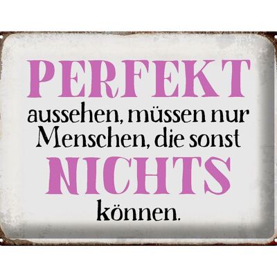 Blechschild Spruch 40x30cm perfekt aussehen nichts können