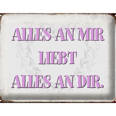 Blechschild Spruch 40x30cm alles an mir liebt alles an dir