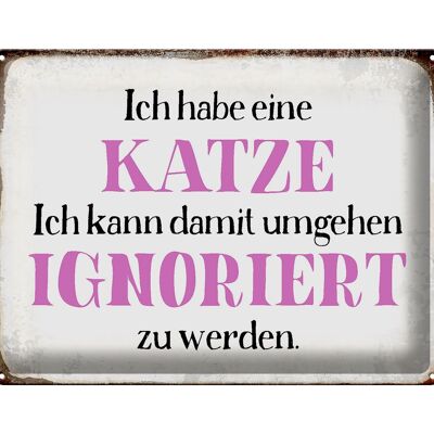 Blechschild Spruch 40x30cm habe Katze kann ignoriert werden