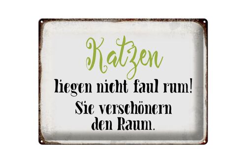 Blechschild Spruch 40x30cm Katzen liegen nicht faul rum