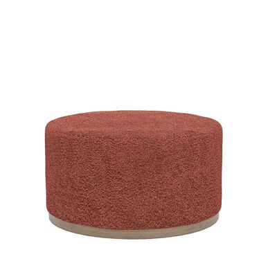 Grand pouf rond ottoman en bouclette rose Victor