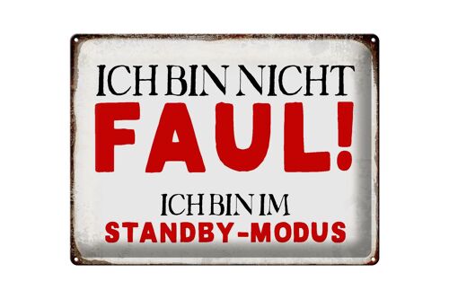 Blechschild Spruch 40x30cm bin nicht faul im standby Modus