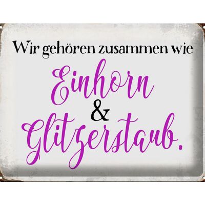 Blechschild Spruch 40x30cm Einhorn und Glitzerstaub