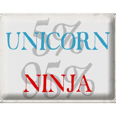 Plaque en tôle disant 40x30cm 5% licorne 95% ninja