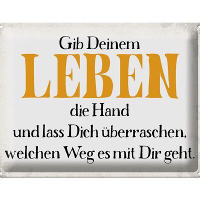 Blechschild Spruch 40x30cm gib deinem Leben die Hand