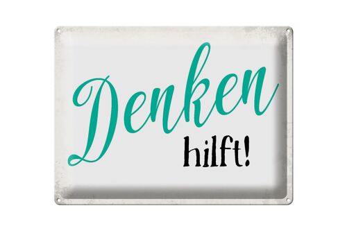 Blechschild Spruch 40x30cm Denken hilft Retro