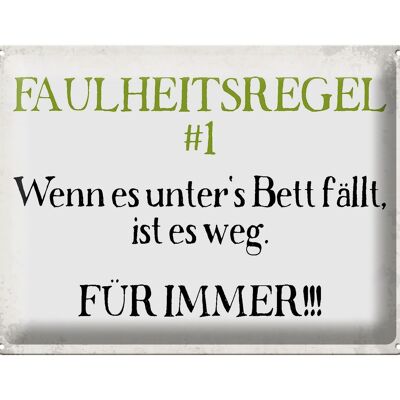 Blechschild Spruch 40x30cm Faulheitsregel 1 Retro Geschenk