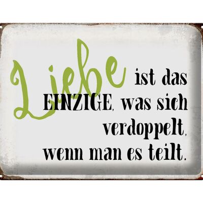 Blechschild Spruch 40x30cm Liebe ist das einzige was sich