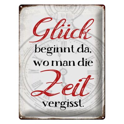 Blechschild Spruch 30x40cm Glück da wo man Zeit vergisst