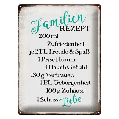 Blechschild Spruch 30x40cm Familienrezept Freude Spaß Humor