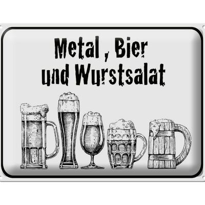 Blechschild Hinweis 40x30cm Bier und Wurstsalat