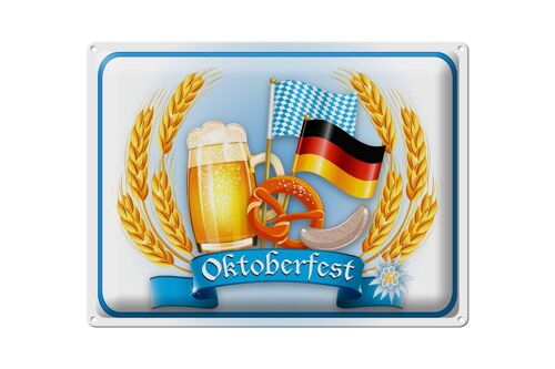 Blechschild Hinweis 40x30cm Oktoberfest Bier Brezel Wurst