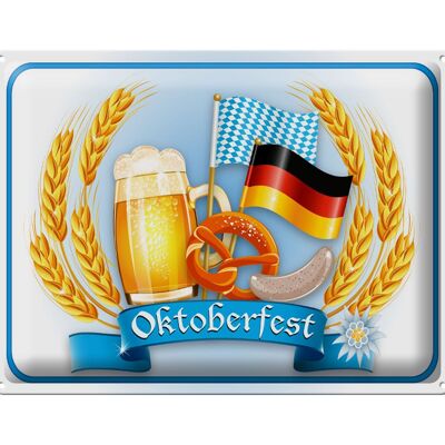 Blechschild Hinweis 40x30cm Oktoberfest Bier Brezel Wurst