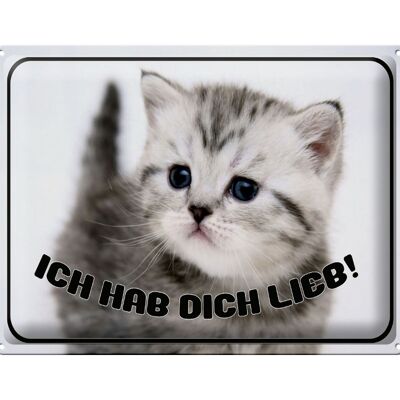 Blechschild Katze 40x30cm ich hab dich lieb Geschenk