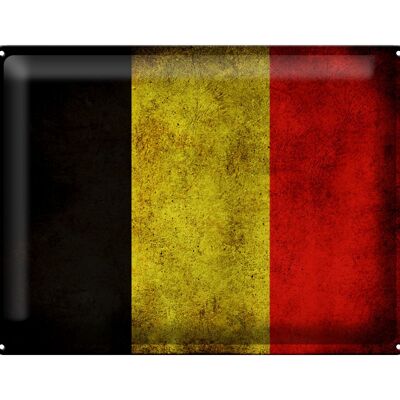 Targa in metallo bandiera 40x30 cm Bandiera del Belgio