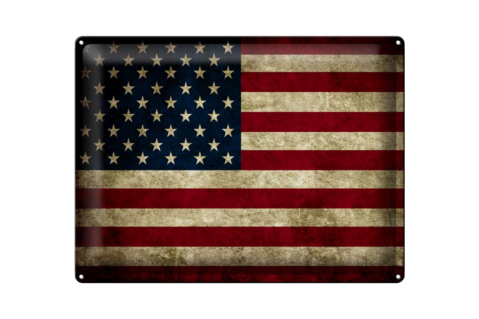 Targa in metallo Bandiera 40x30 cm Stati Uniti America USA