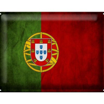 Targa in metallo bandiera 40x30 cm Bandiera del Portogallo