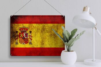 Drapeau en étain 40x30cm, drapeau d'espagne 3