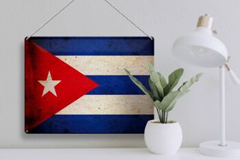 Drapeau en étain 40x30cm, drapeau de Cuba 3