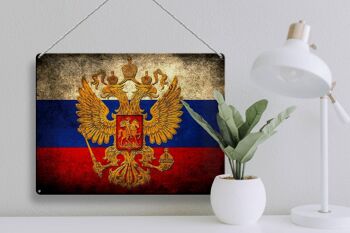 Drapeau en étain 40x30cm, drapeau russe, armoiries 3