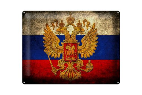 Blechschild Flagge 40x30cm Russland Fahne Wappen