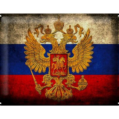 Bandera de cartel de hojalata, 40x30cm, escudo de armas de la bandera de Rusia