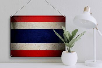 Drapeau en étain 40x30cm, décoration murale, drapeau de thaïlande 3