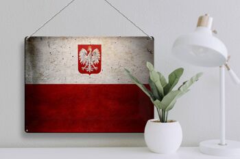 Drapeau en étain 40x30cm, drapeau de la pologne, décoration murale 3