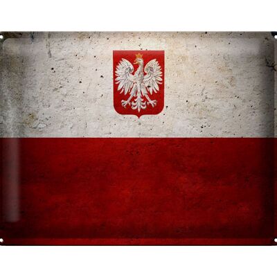 Bandera de cartel de hojalata 40x30cm decoración de pared con bandera de Polonia