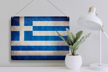 Drapeau en étain 40x30cm, drapeau de la grèce 3