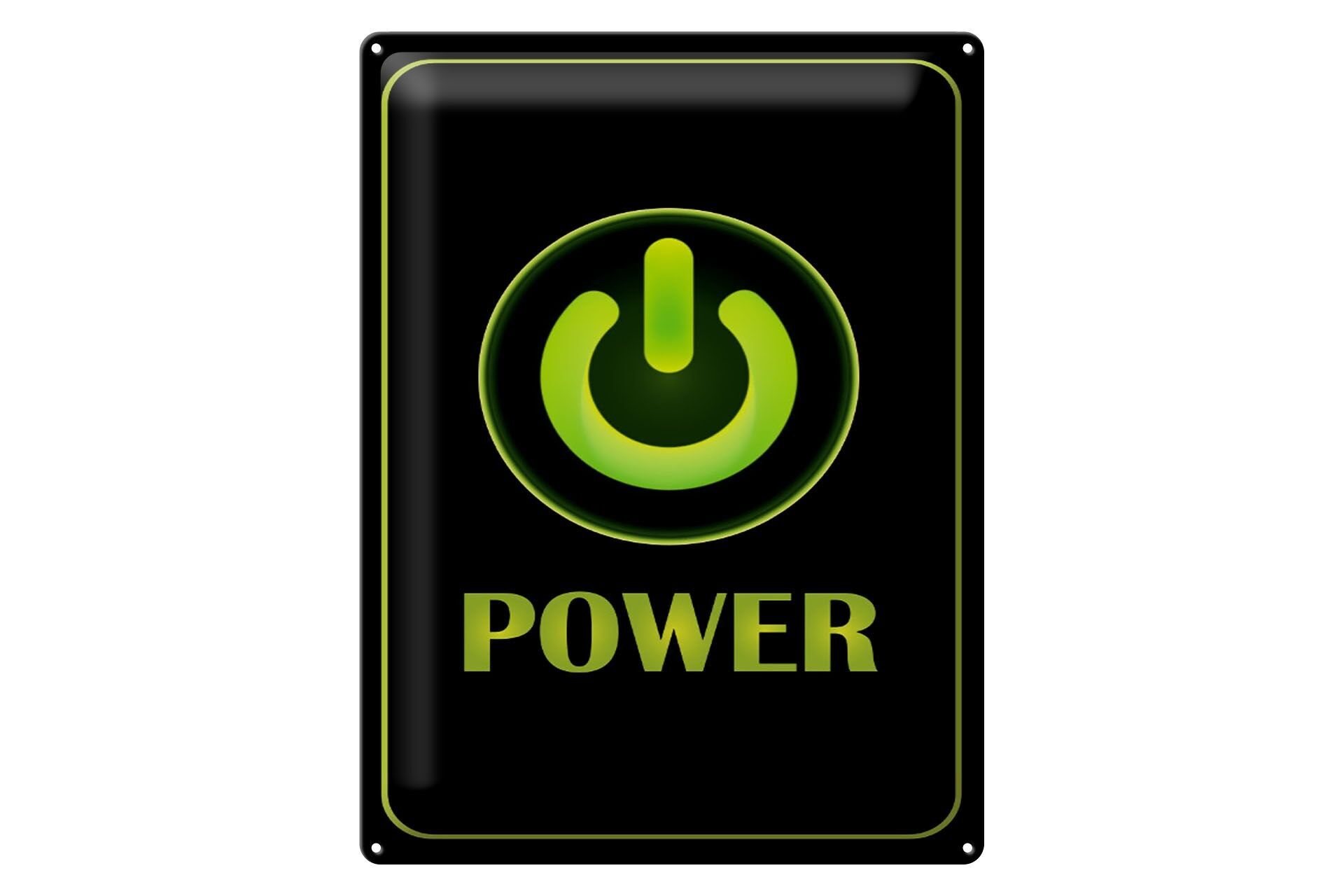 Targa in metallo con avviso 40x30 cm decorazione da parete con pulsante di accensione