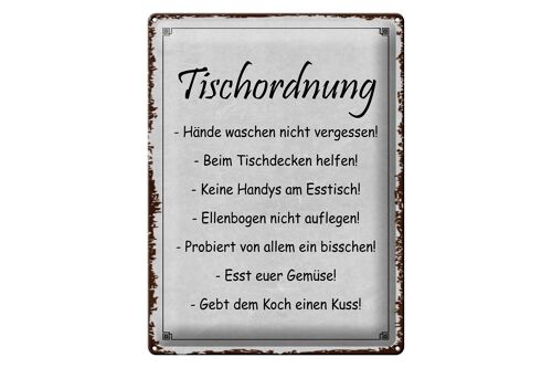 Blechschild Spruch 30x40cm Tischordnung Hände waschen