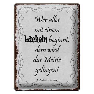 Blechschild Spruch 40x30cm wer alles mit Lächeln beginnt