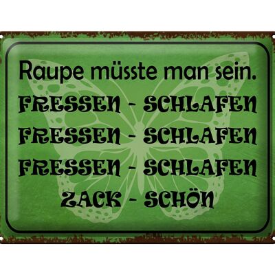 Blechschild Spruch 40x30cm Raupe sein fressen schlafen