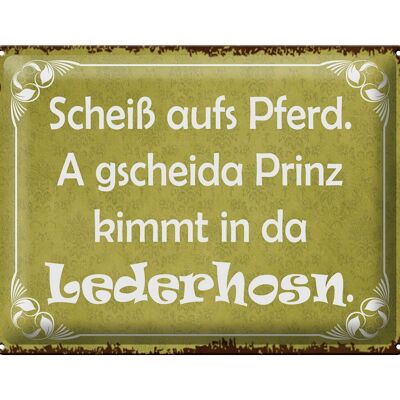 Blechschild Spruch 40x30cm scheiß aufs Pferd Prinz kommt