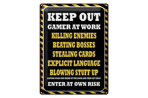 Blechschild Spruch 30x40cm Keep Out gamer at work killing