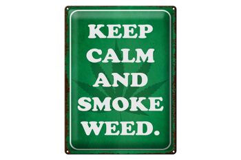 Panneau en étain disant 30x40cm Keep Calm and smoke weed 1