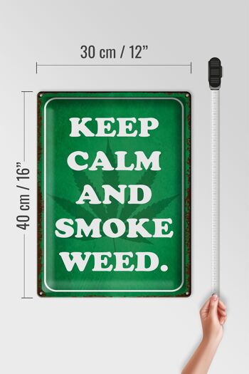 Panneau en étain disant 30x40cm Keep Calm and smoke weed 4