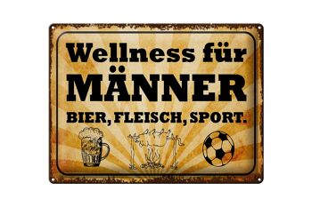 Panneau en étain disant 40x30cm Wellness Men Beer Meat 1