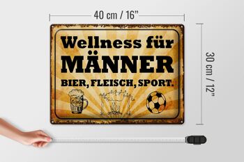 Panneau en étain disant 40x30cm Wellness Men Beer Meat 4