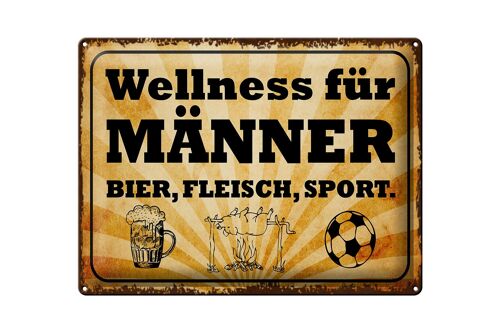 Blechschild Spruch 40x30cm Wellness Männer Bier Fleisch