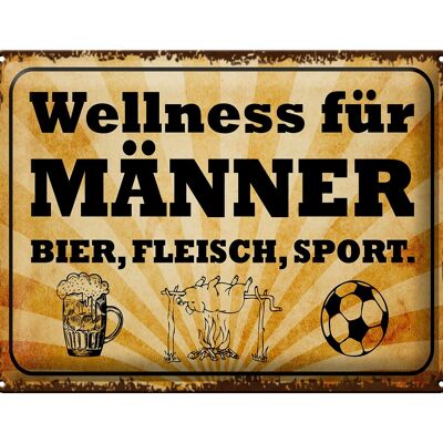 Blechschild Spruch 40x30cm Wellness Männer Bier Fleisch