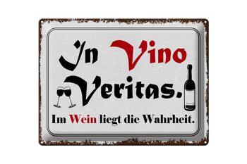 Panneau en étain disant 40x30cm en Vino Veritas Wine Truth 1