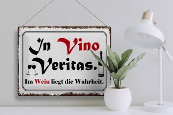 Panneau en étain disant 40x30cm en Vino Veritas Wine Truth 3