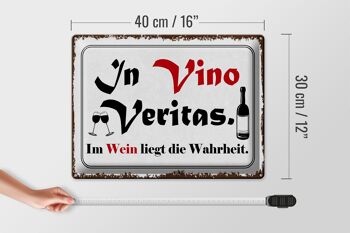 Panneau en étain disant 40x30cm en Vino Veritas Wine Truth 4