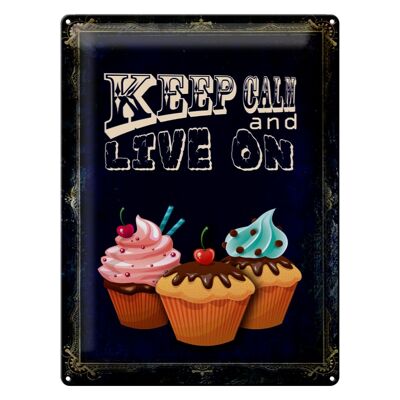 Tin sign saying 30x40cm Cupcake Keep Calm and live on