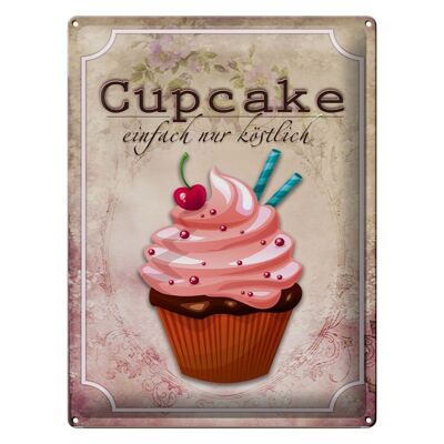 Cartel de chapa con texto "Cupcake simplemente delicioso" 30x40 cm