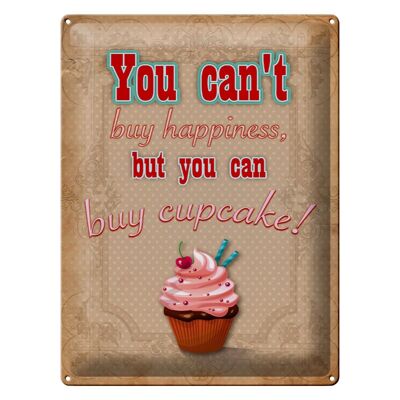 Cartel de chapa con texto "Cupcake no puedes ser feliz" 30x40 cm