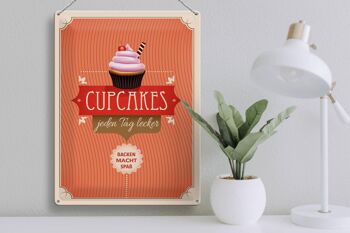 Plaque en tôle indiquant 30x40cm Cupcakes délicieux tous les jours 3